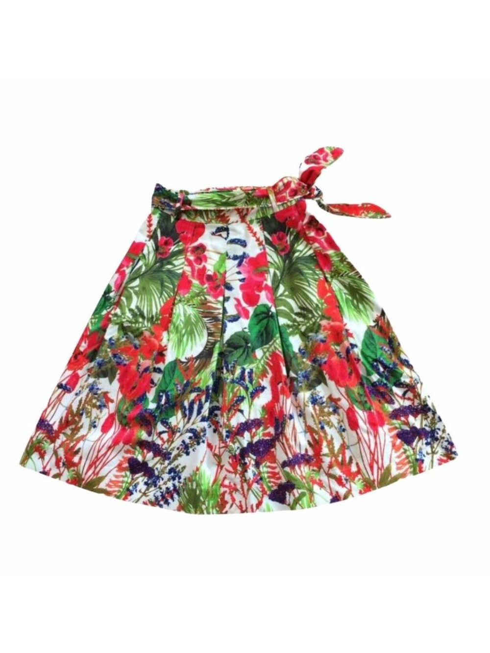 NWOT Petite Medium Soft Surroundings A-line Pleated Cotton Floral Skirt Stretch